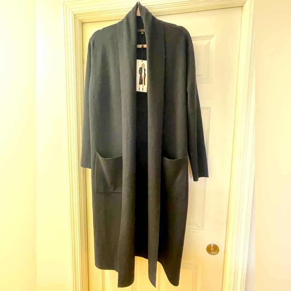 MAX SPORT Black Double Knit Cardigan Coat Size Smalll